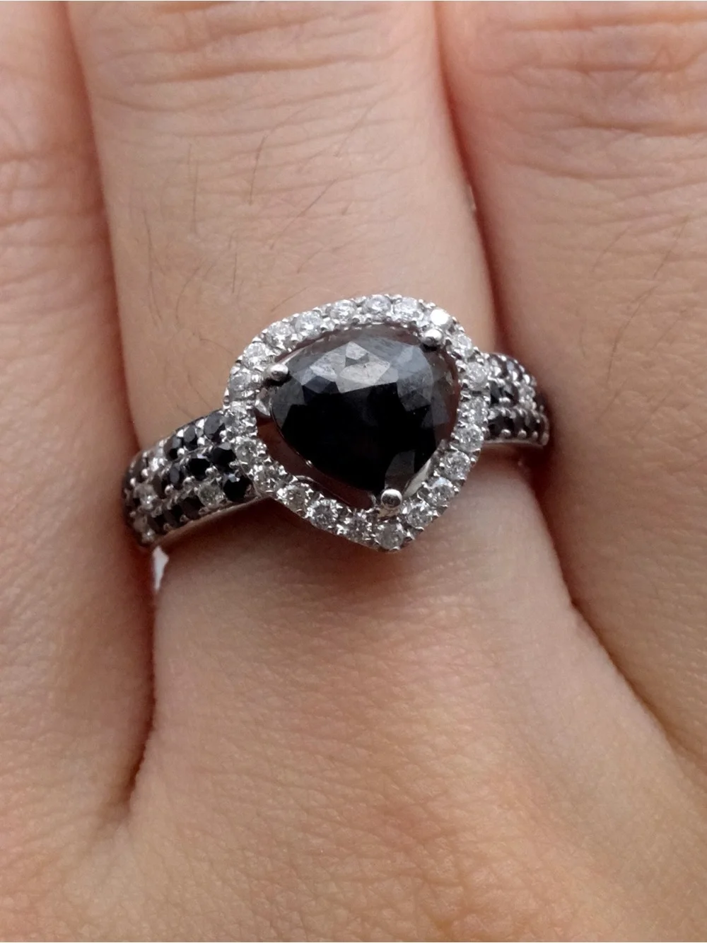 Black Diamond Ring | K18 White Gold